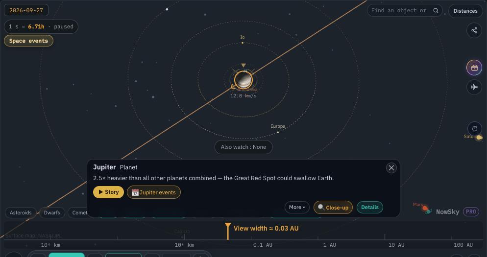 NowSky simulator view — Jupiter
