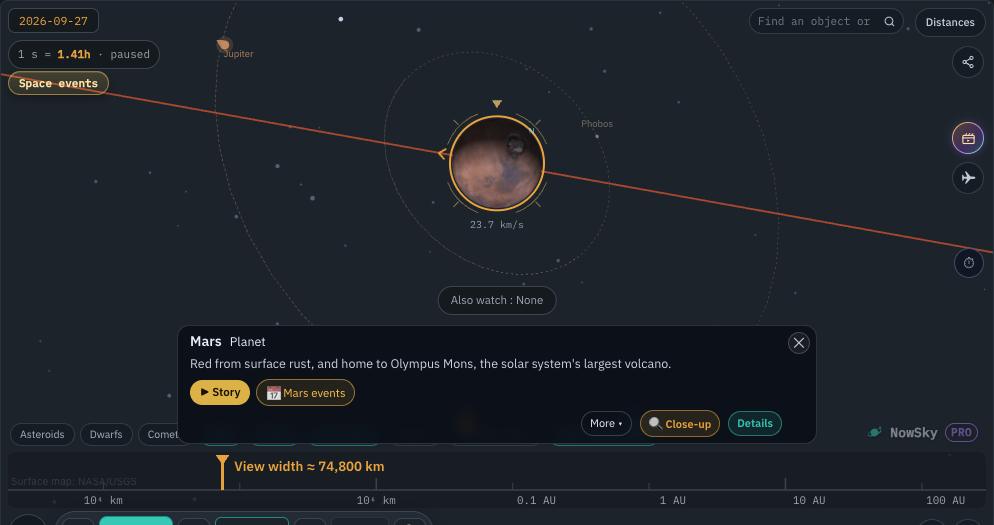 NowSky simulator view — Mars