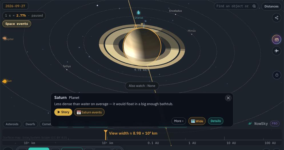 NowSky simulator view — Saturn